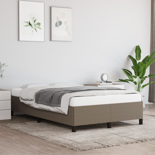 vidaXL Estrutura cama sem colch&atilde;o 120x200 cm tecido cinza-acastanhado