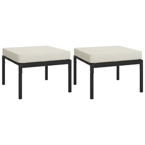 vidaXL Apoios p&eacute;s jardim c/ almofad&otilde;es cor areia 2 pcs 60x60x35 cm a&ccedil;o