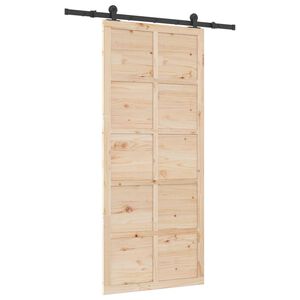 vidaXL Porta Deslizante 80 x 208 cm Madeira de Pinho Maci&ccedil;a Natural
