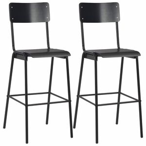 vidaXL Cadeiras de bar 2 pcs contraplacado maci&ccedil;o e a&ccedil;o preto