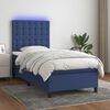 vidaXL Cama box spring c/ colch&atilde;o e LED 90x200 cm tecido azul
