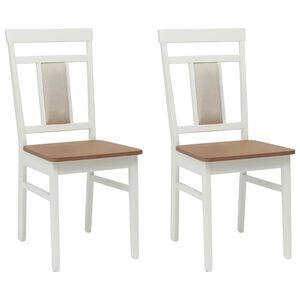 vidaXL Cadeira de jantar 2 pcs Branco e Natural