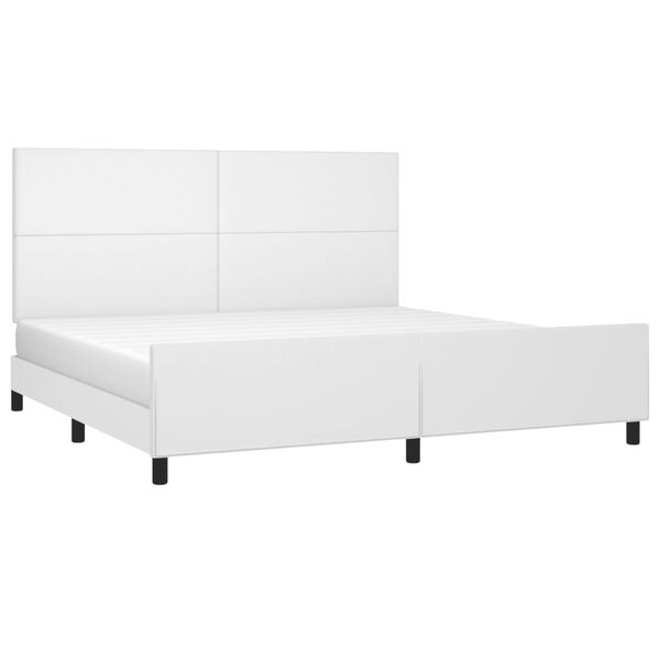 vidaXL Estrutura cama c/ cabeceira couro artificial 200x200 cm branco