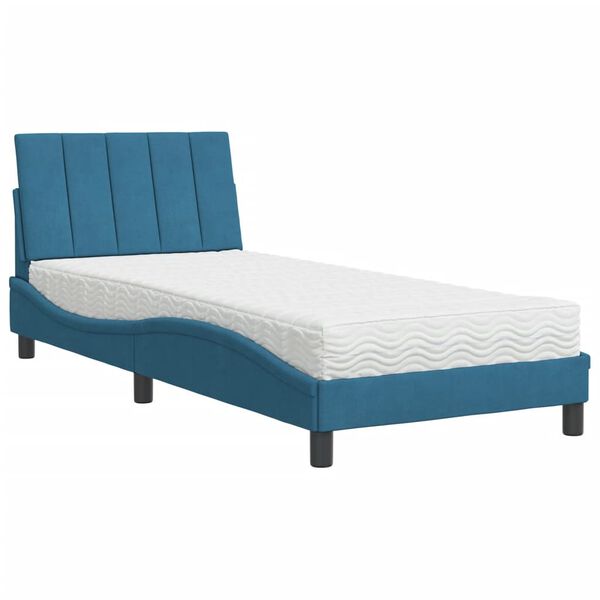 vidaXL Cama com colch&atilde;o Hanko 80x200 cm veludo azul