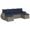 vidaXL 6 pcs conjunto sof&aacute;s de jardim com almofad&otilde;es vime cinzento
