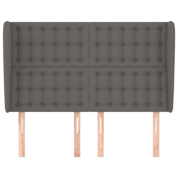 vidaXL Cabeceira cama c/ abas couro artif. 147x23x118/128 cm cinzento