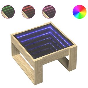 vidaXL Mesa de centro luzes LED Infinity 50x53x30 cm carvalho sonoma