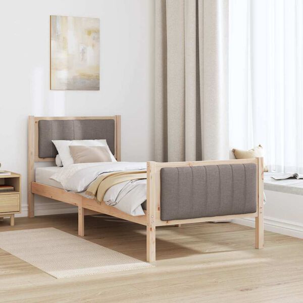 vidaXL Estrutura da cama com cabeceira Marrom e taupe 75 x 190 cm