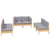 vidaXL 6 pcs conjunto lounge de jardim + almofadões cinza pinho maciço
