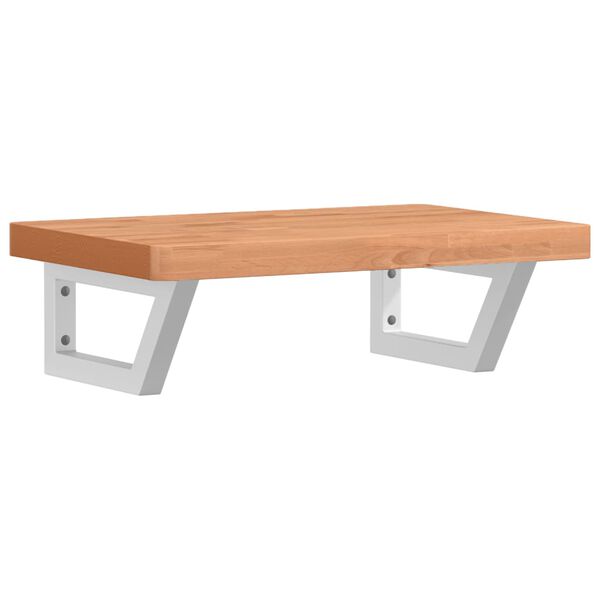 vidaXL Prateleira de parede p/ lavat&oacute;rio a&ccedil;o/madeira de faia maci&ccedil;a