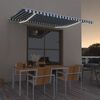 vidaXL Toldo retr&aacute;til manual com LED 450x350 cm azul e branco