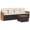 vidaXL 5 pcs conjunto sof&aacute;s de jardim com almofad&otilde;es vime PE preto