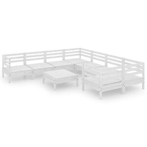 vidaXL 9 pcs conjunto lounge de jardim pinho maci&ccedil;o branco