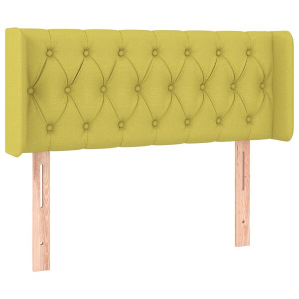 vidaXL Cabeceira de cama c/ luzes LED tecido 93x16x78/88 cm verde