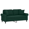 vidaXL Sof&aacute; 2 lug. c/ almofadas decorativas 140cm veludo verde-escuro