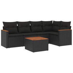 vidaXL 6 pcs conjunto sof&aacute;s de jardim c/ almofad&otilde;es vime PE preto