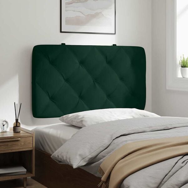 vidaXL Almofad&atilde;o de cabeceira 80 cm veludo verde-escuro