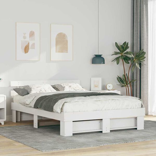 vidaXL Estrutura da Cama com cabeceira Branco 150 x 200 cm