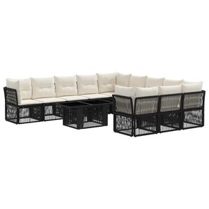 vidaXL Conjunto de Sof&aacute; de Jardim 12 unid. Preto vime PE