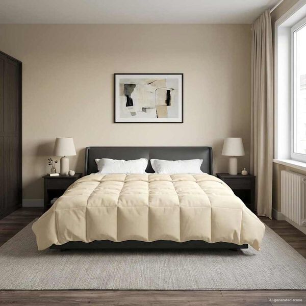 vidaXL Edredom de Ver&atilde;o Simples Creme 220 x 260 cm Microfibra