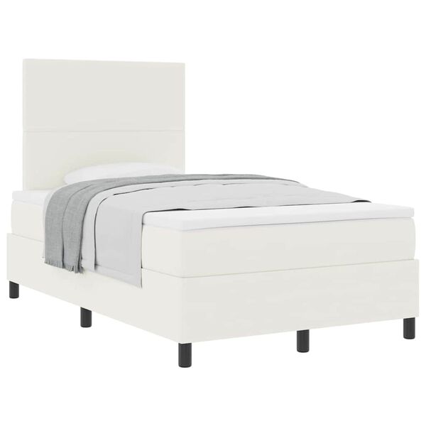 vidaXL Cama Box Creme e Branco 120 x 190 cm Tecido de Veludo Cotele