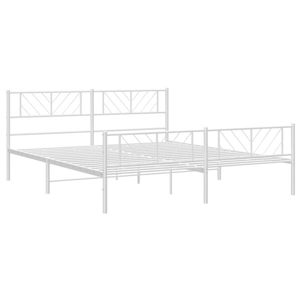 vidaXL Estrutura de cama com cabeceira e p&eacute;s 180x200 cm metal branco