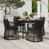 vidaXL 5 pcs conjunto de jantar p/ jardim c/ almofad&otilde;es preto