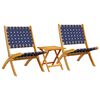 vidaXL Cadeiras jardim dobr&aacute;v. 2pcs c/ mesa madeira maci&ccedil;a azul-escuro