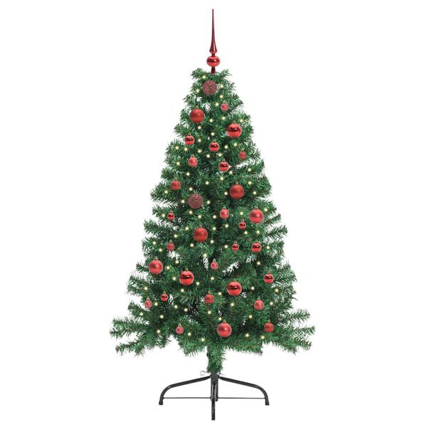 vidaXL &Aacute;rvore de Natal Artificial Pr&eacute;-iluminada Verde 150 cm PVC