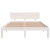 vidaXL Estrutura de cama casal 135x190 cm madeira maci&ccedil;a branco