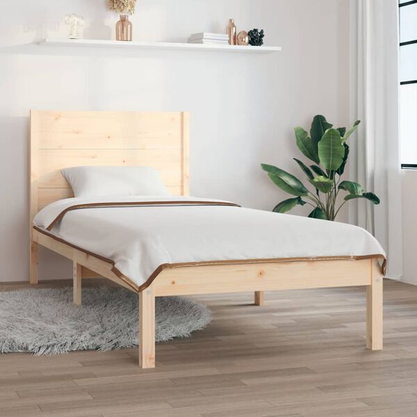 vidaXL Estrutura de cama solteiro 90x190 cm madeira maciça