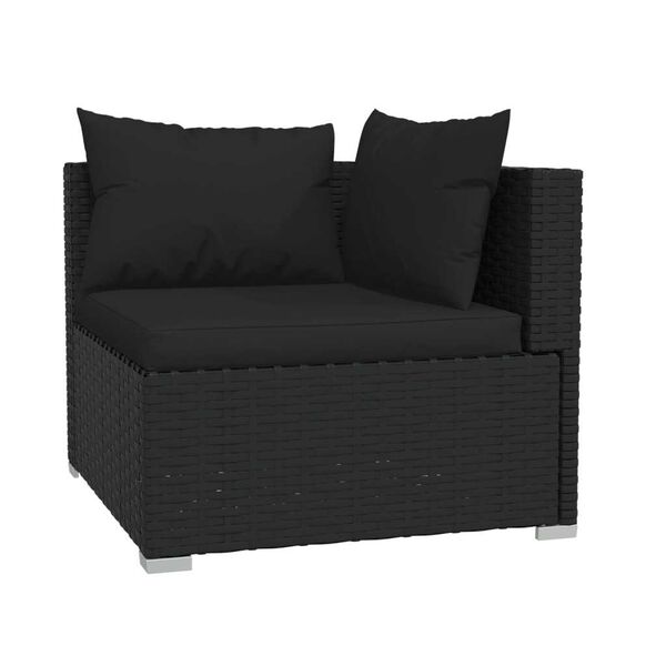 vidaXL 5 pcs conjunto lounge de jardim c/ almofadões vime PE preto