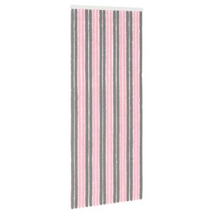 vidaXL Cortina de Insetos Chenille Cinza Prata e Rosa 90 x 220 cm