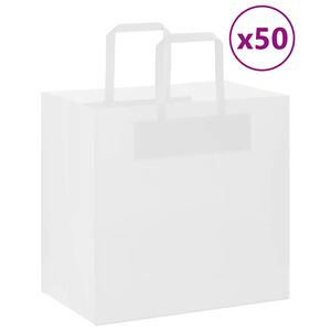 vidaXL Sacos de papel 50 unid com al&ccedil;as branco 26x17x25 cm