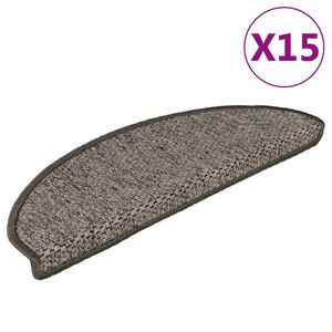 vidaXL Tapetes escada adesivos aspeto sisal 15 pcs cinzento/bege