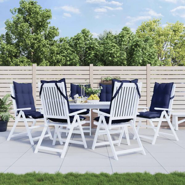 vidaXL Almofad&otilde;es cadeira encosto alto 6pcs tecido oxford azul-marinho