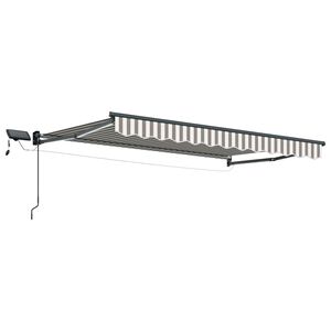 vidaXL Toldo retr&aacute;til manual com LEDs Cinza Claro e Branco