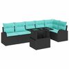 vidaXL Conjunto de Sof&aacute; de Jardim 7 unid. Preto Rattan Sint&eacute;tico