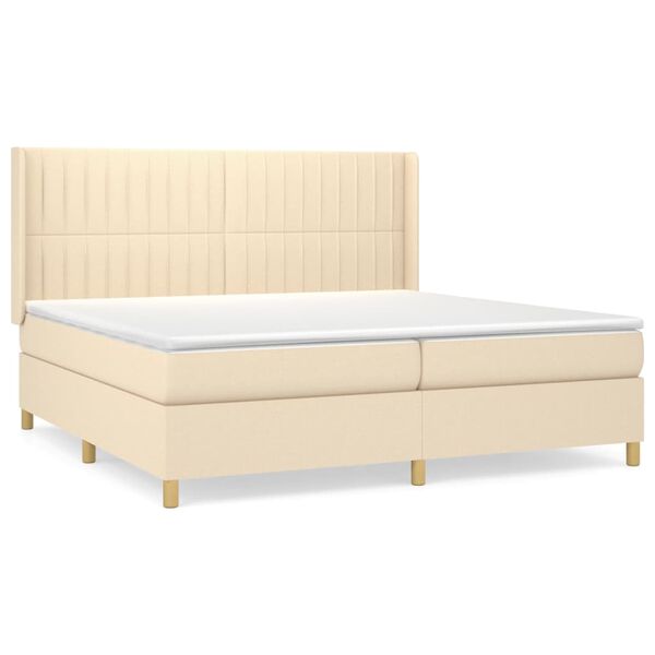 vidaXL Cama com molas/colch&atilde;o 200x200 cm tecido cor creme
