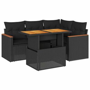 vidaXL 5 pcs conjunto sof&aacute;s de jardim com almofad&otilde;es ac&aacute;cia e vime PE