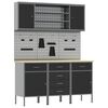 vidaXL Arm&aacute;rio de Trabalho 7 pcs Preto Madeira de Engenharia e A&ccedil;o