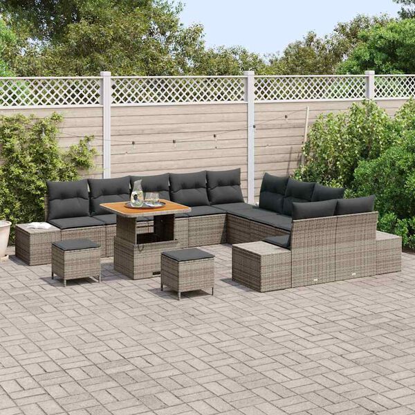 vidaXL Conjunto de Sof&aacute; de Jardim 13 pcs Cinza Claro e Cinza Escuro