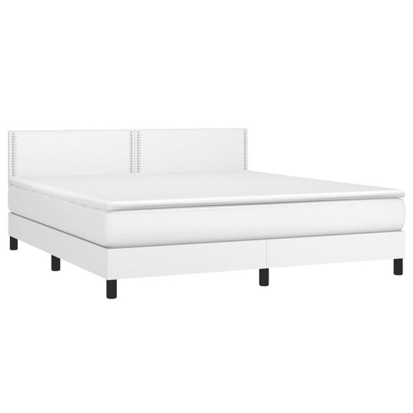 vidaXL Cama com molas/colch&atilde;o 180x200 cm couro artificial branco