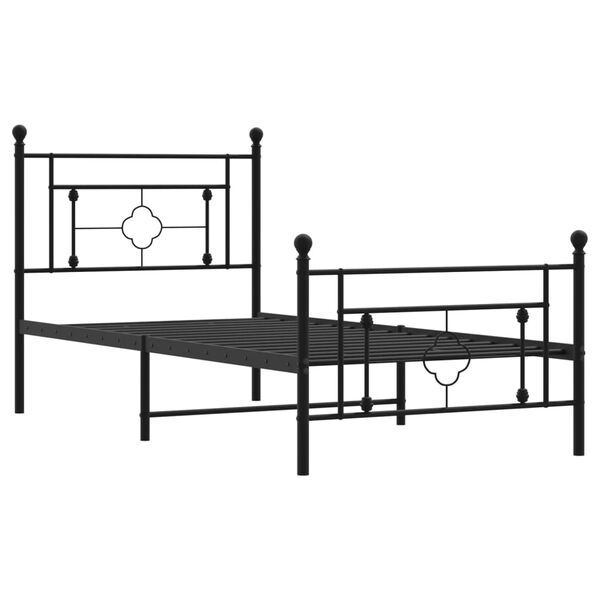 vidaXL Estrutura de cama com cabeceira e p&eacute;s 90x190 cm metal preto