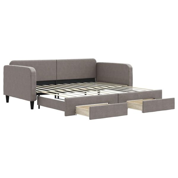 vidaXL Sof&aacute;-cama c/ gavet&atilde;o/gavetas 100x200cm tecido cinza-acastanhado