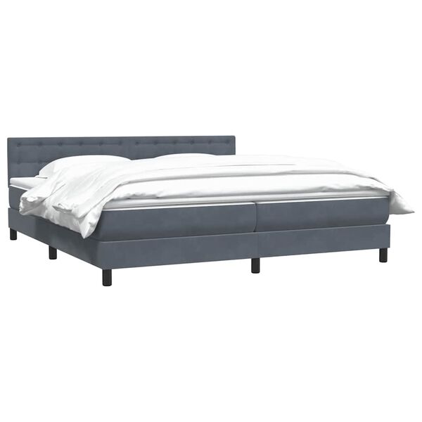 vidaXL Cama com molas colch&atilde;o 200x210 cm veludo cinzento-escuro