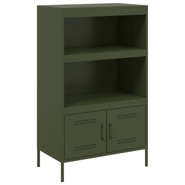 vidaXL Aparador alto 68x39x113 cm aço verde azeitona