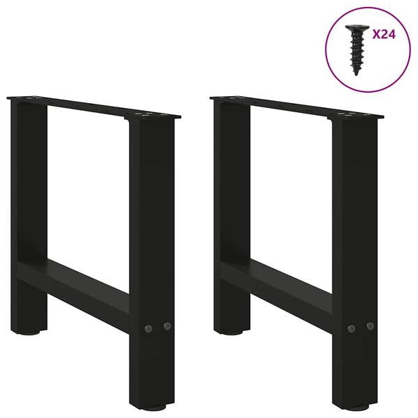 vidaXL Pés para mesa de centro pretos 2 peças 50x(42-43) cm aço