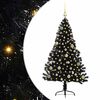 vidaXL &Aacute;rvore de Natal Artificial Pr&eacute;-iluminada Preto 150 cm PVC