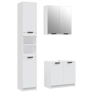 vidaXL 3 pcs conjunto m&oacute;veis casa de banho madeira processada branco